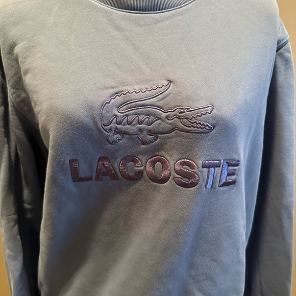 Lacoste Blue Embroidered Logo Sweatshirt Pullover Long Sleeve Crewneck Med RARE - Picture 2 of 9